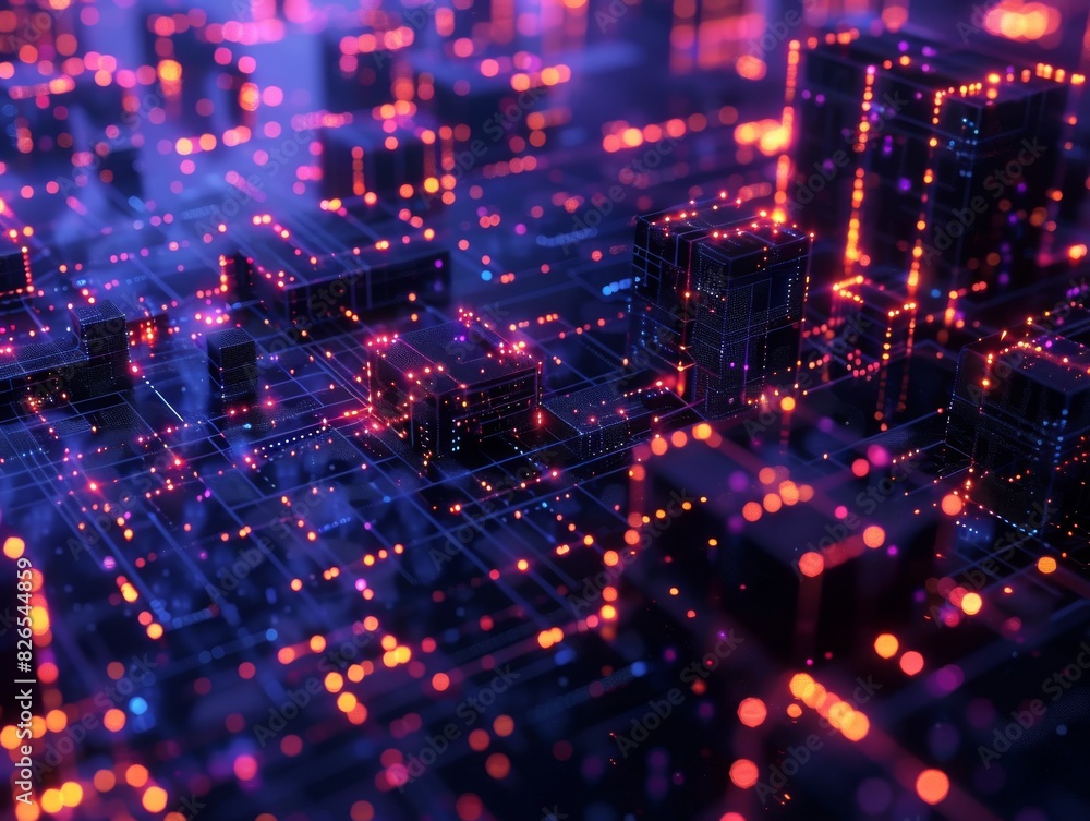 Aufkleber craft a futuristic digital landscape illustrating blockchain and dlt, with glowing, interconnected d