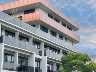 Suburban residential building in Sydney NSW at sunset Melbourne Victoria Australian Suburbia