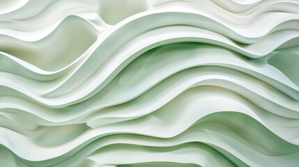 Obraz premium Diagonal wavy lines in a consistent design Unfinished appearance in white and green colors