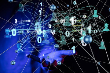 Abstract technology group and data 3d