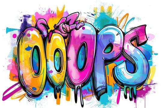 Colorful Graffiti Art With Paint Splatter and Bold Typography on White Background