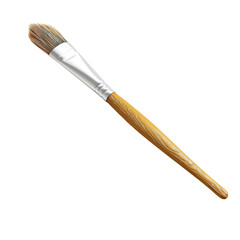 Fototapeta premium Paintbrush with a Wooden Handle Isolated on White and Transparent Background