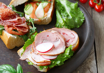 bruschetta with various fillings sandwich