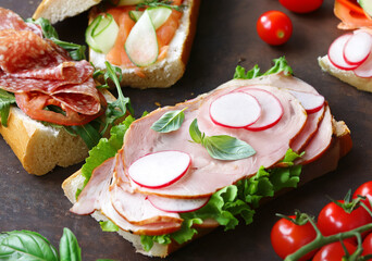 bruschetta with various fillings sandwich
