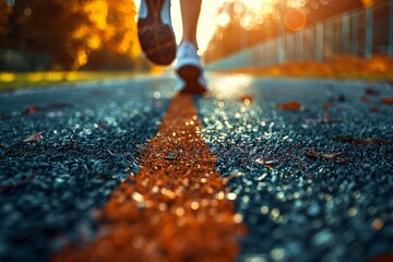 Close-up of Athlete's Feet Running on the Track - Focus on Athletic Footwork and Motion