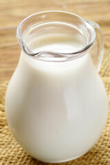 organic milk in a jug rustic style