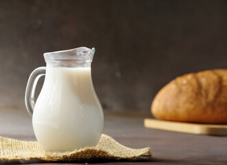 organic milk in a jug rustic style