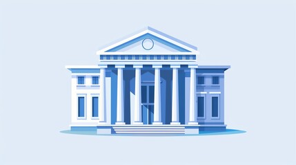 Fototapeta premium A cartoon courthouse building with blue and gray colors