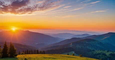 Mountain landscape at sunset