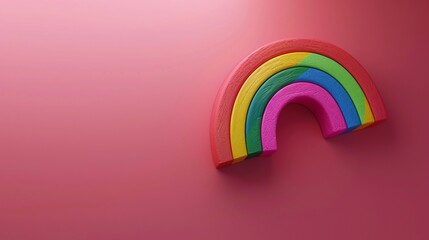 Obraz premium Colorful rainbow arch on a vibrant pink background, symbolizing diversity and positivity. Perfect for bright and cheerful design themes.