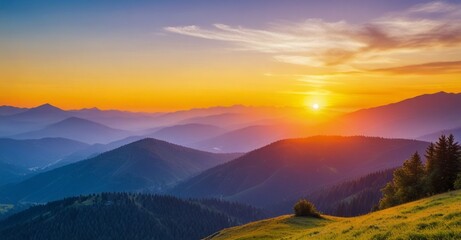 Mountain landscape at sunset