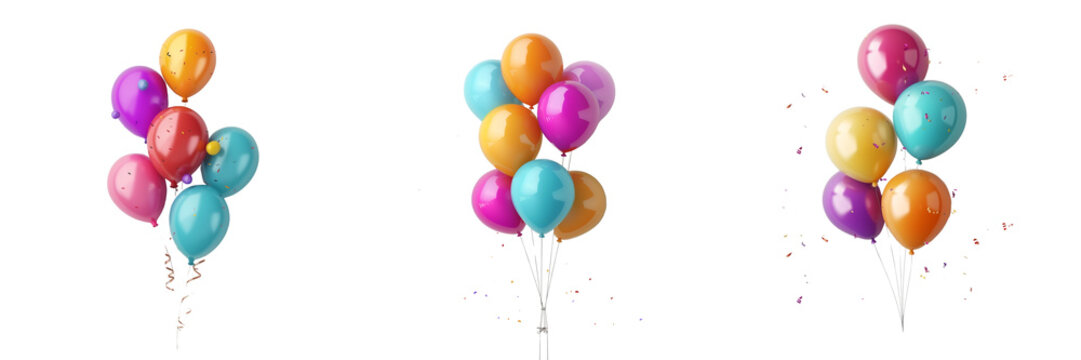 Fototapeta Colorful party balloons isolated on transparent background