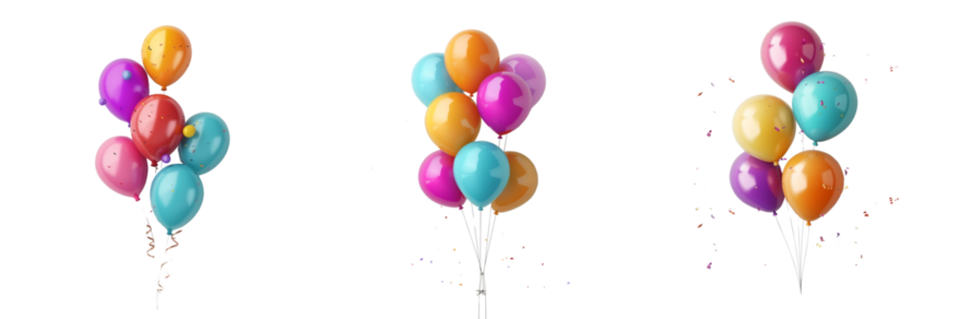 Colorful party balloons isolated on transparent background