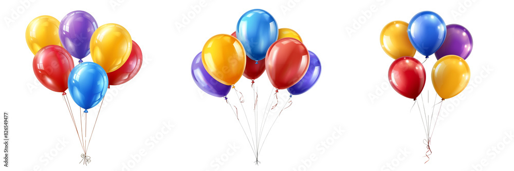 Wall mural colorful party balloons isolated on transparent background