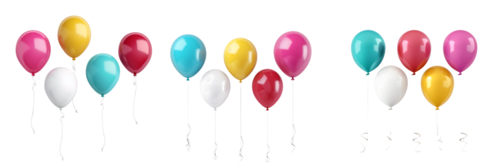 Colorful party balloons isolated on transparent background
