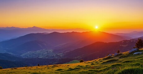 Mountain landscape at sunset