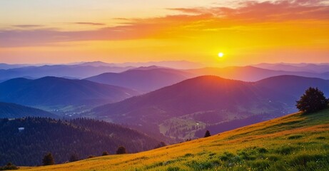 Mountain landscape at sunset
