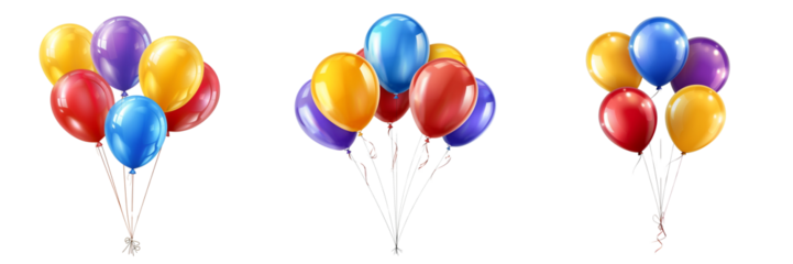 Colorful party balloons isolated on transparent background