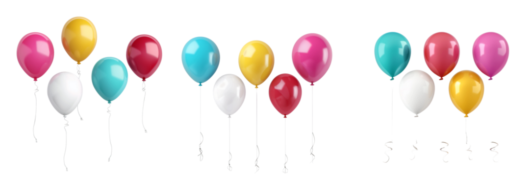 Colorful party balloons isolated on transparent background