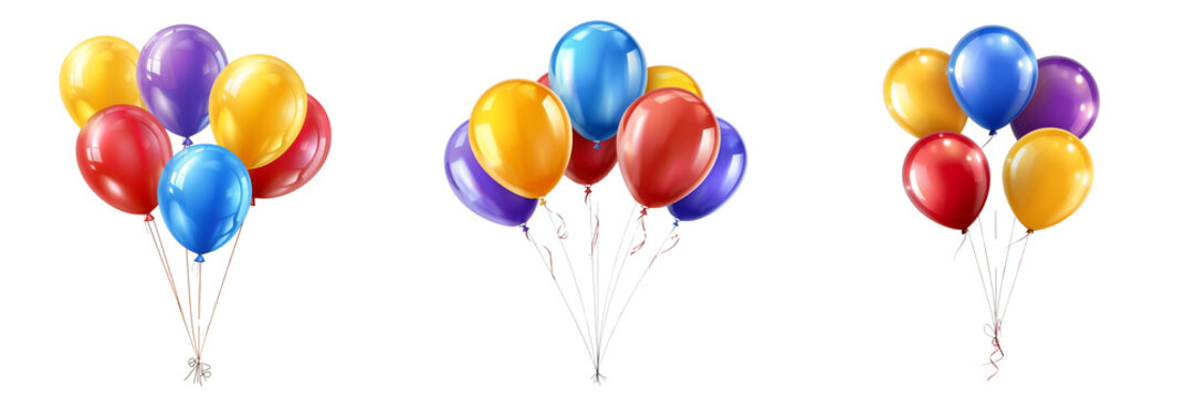 Fototapeta Colorful party balloons isolated on transparent background