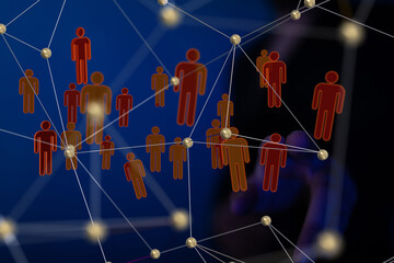 Abstract technology group and data 3d
