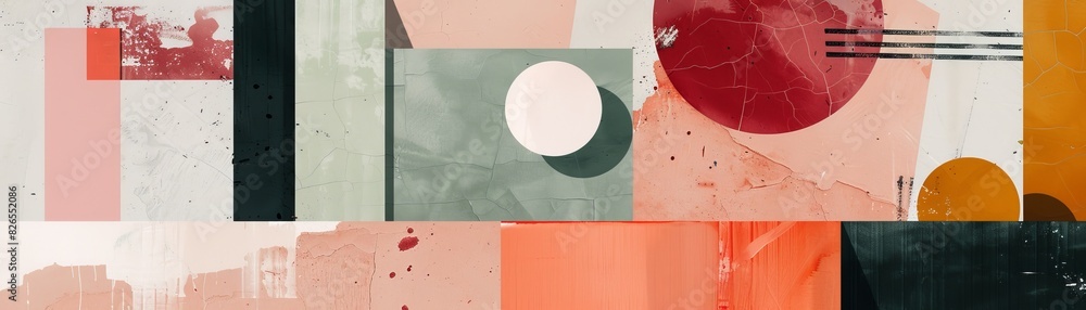 Poster abstract geometric art composition with various shapes and colors. modern and contemporary design id
