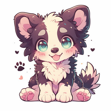 baby dog white background  kawaii adorable chibi cute