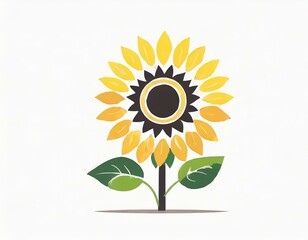 sunflower plant icon on white background, flower logo