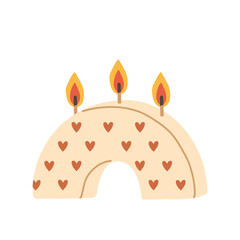 Trendy candle. Modern scented cozy hygge candle for home interior decor. Vector illustration in flat style