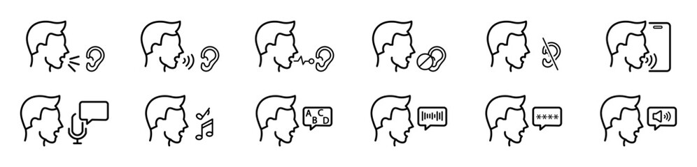 Vector stock illustration on Voice, sound and conversation icons in linear style eps10