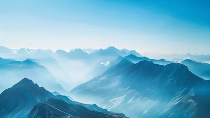 Majestic Mountain Range with Winding Glacier and Pristine Blue Sky Depicting the Awe Inspiring Power of Nature s Beauty