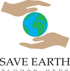 Save earth icon, save earth logo, save earth vector illustration, save planet illustration, planet icon, saving planet together, art and illustration, save the planet vector illustration