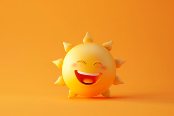 Laughing Sun Character on Orange Background (generative AI)