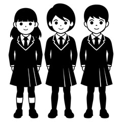 kids student in school uniform silhouettes on a white background. vector illustration
