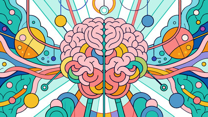 Vibrant Abstract Brain Illustration with Artistic Flair