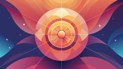Vibrant Abstract Geometric Sunrise Design with Gradient Colors