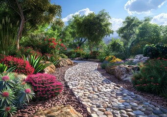 Obraz premium Garden Landscape Design Effect Drawing