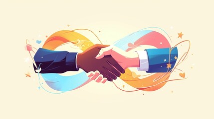 illustration of handshake with infinity symbol, friendship day