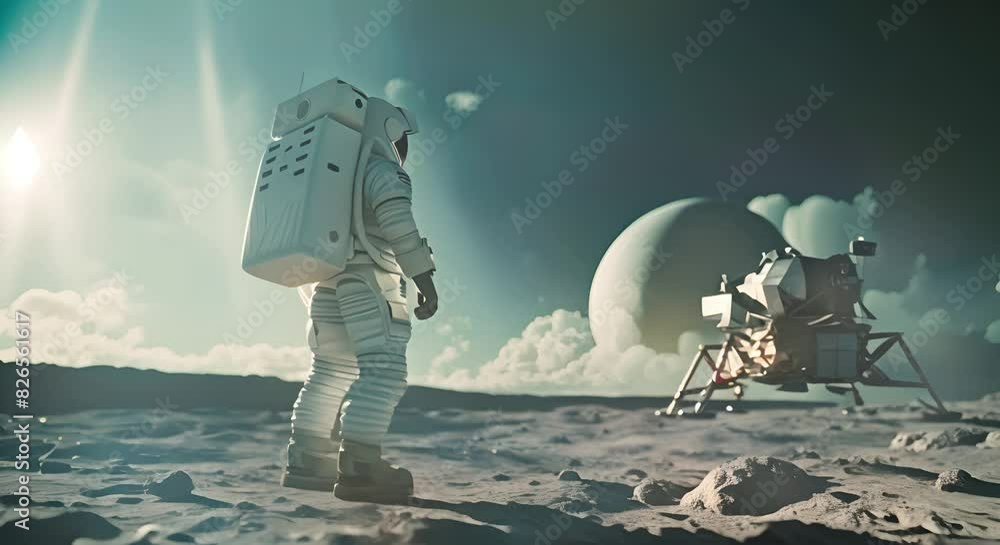 Canvas Prints astronaut performing a spacewalk in orbit of planet earth.