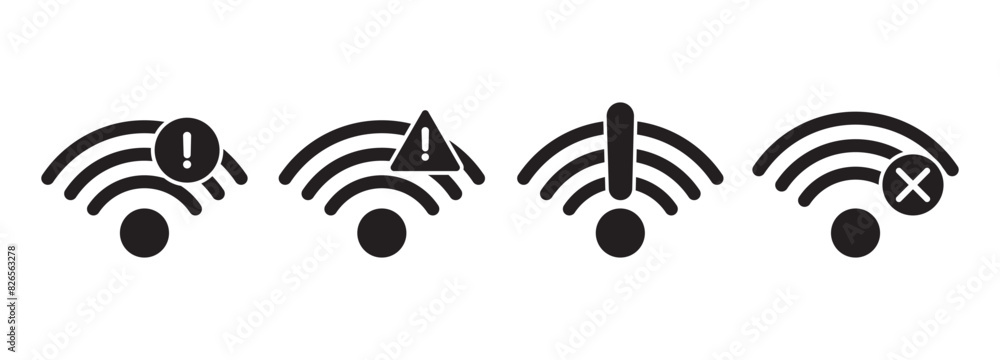 Poster wifi and wireless problem icon. internet connection problem icons. wifi signal wireless connection