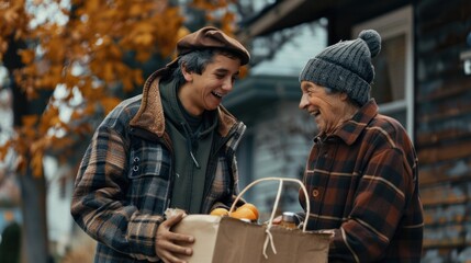 Helping Others: Two People Sharing a Moment of Kindness