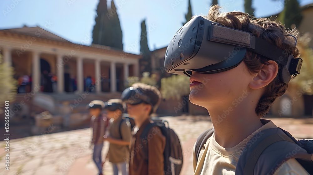 Aufkleber virtual reality field trip for students exploring historical site immersive learning and engaging hi