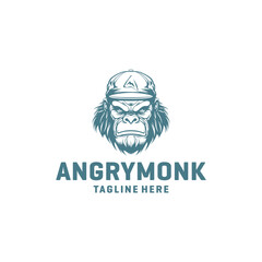Angry monk logo vector illustration