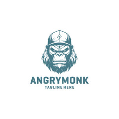 Angry monk logo vector illustration