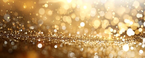 Glimmering golden bokeh lights creating festive atmosphere