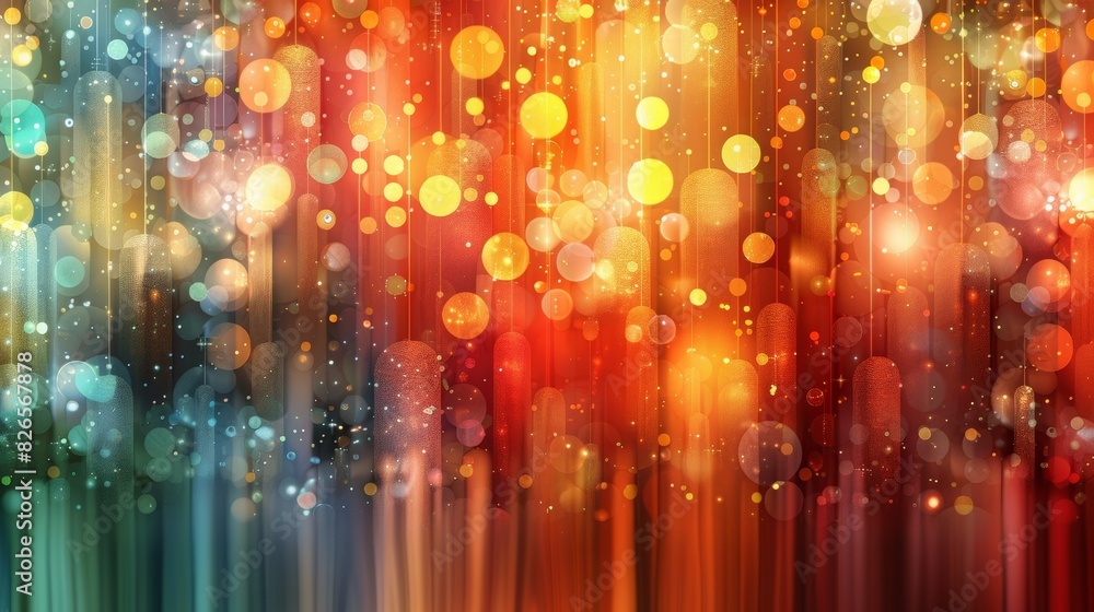 Poster glowing particle dots with colorful dots in abstract background, concept of light shining sparkling 