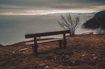 Over the Clouds at Hohe Wand in Austria, Scenic and Dramatic Sunset Landscape in Lower Austria