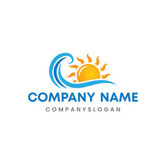 Sea sun logo design, vector logo design, illustration 