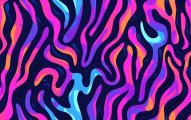 Fototapeta premium Colorful abstract wave patterns with fluid shapes in bright pink, orange, blue, and purple tones.
