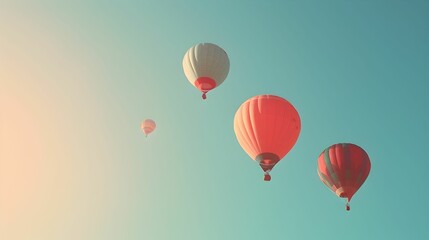 Obraz premium Colorful Hot Air Balloons in Clear Sky